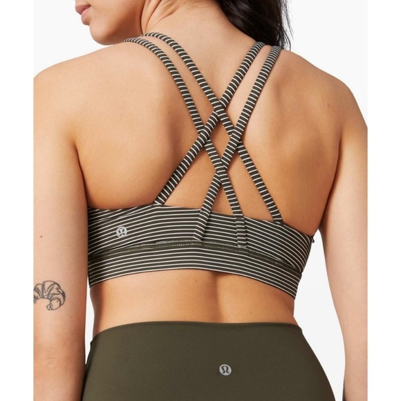 lululemon athletica Other - lululemon Energy Bra Striped Olive Green Size 8
